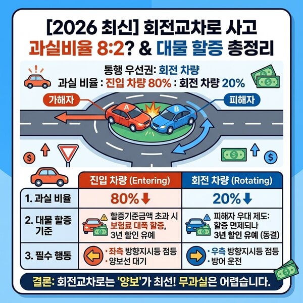 회전교차로 사고 과실비율 8:2 &amp; 대물 할증 총정리