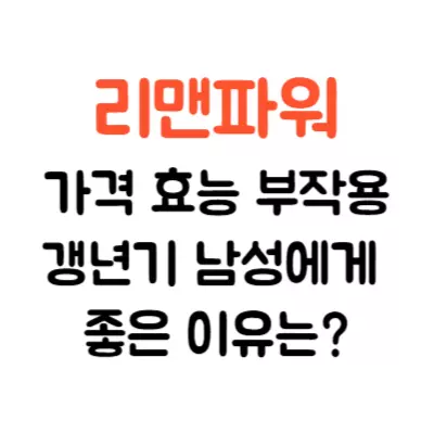 리맨파워 가격 효능 부작용 에너지 릴렉스(갱년기 남성에게 좋은 이유는)