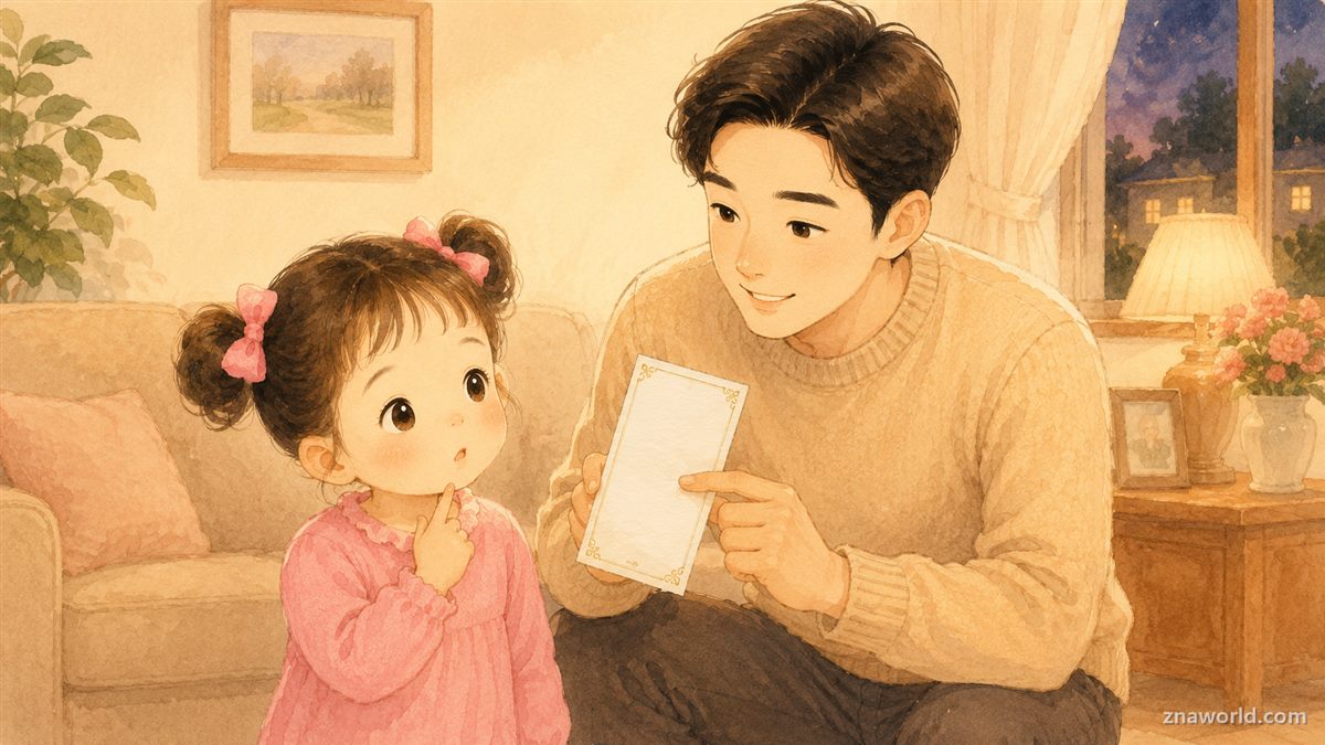 축의금이 뭐냐고 묻는 아이와 설명하는 아빠