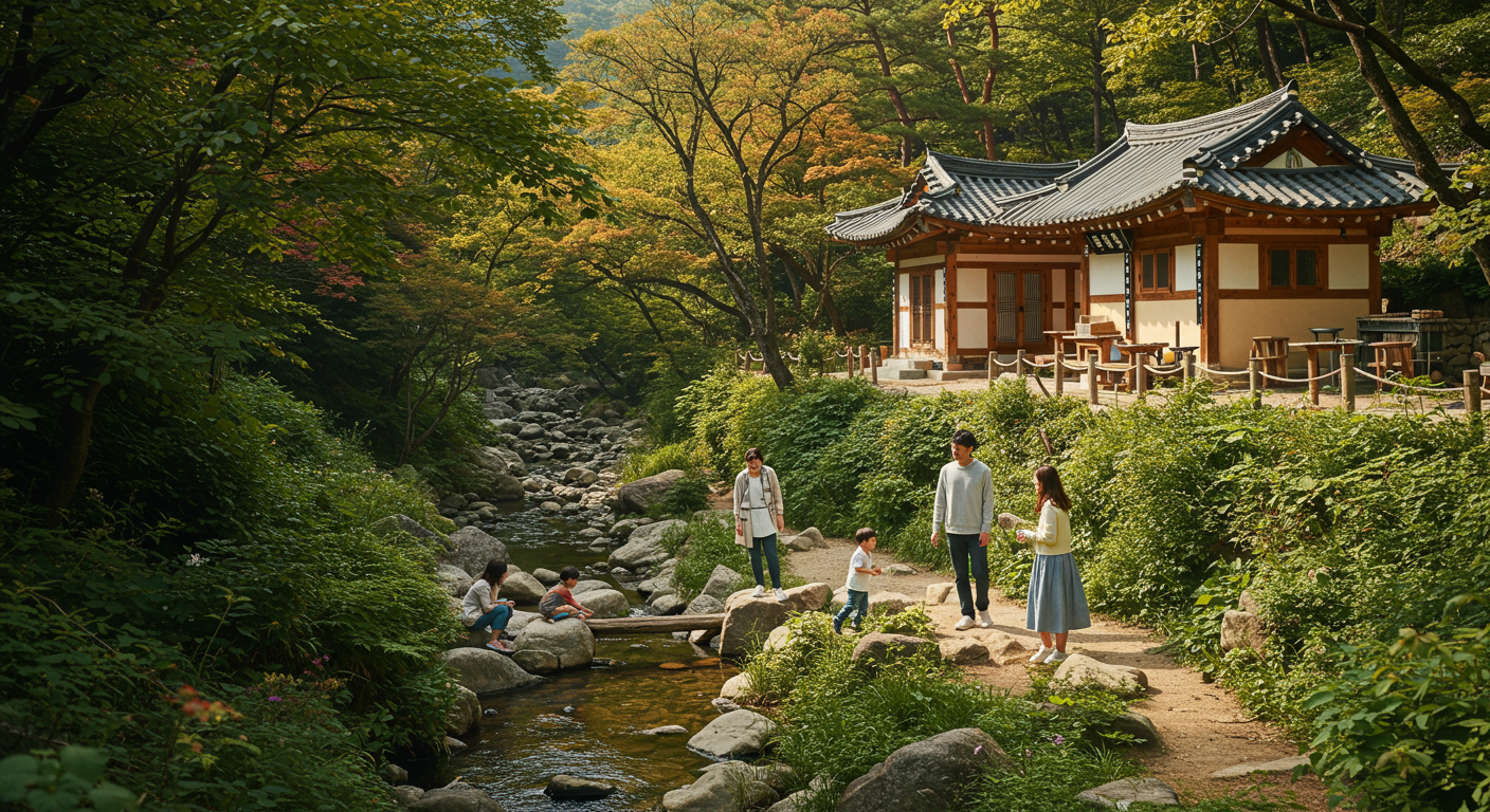 계곡 물놀이 즐기는 우리 가족