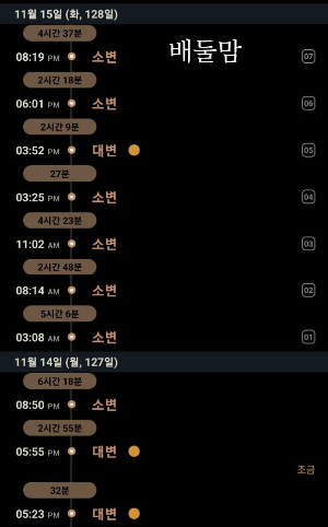 대변 횟수를 기록한 사진.