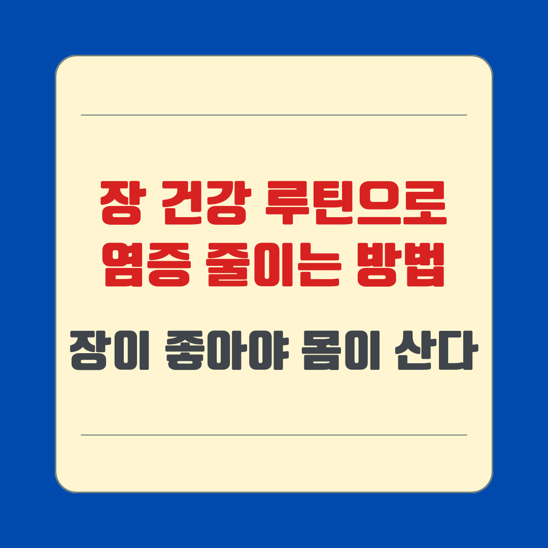 장 건강 루틴으로 염증 줄이는 방법: 장이 좋아야 몸이 산다
