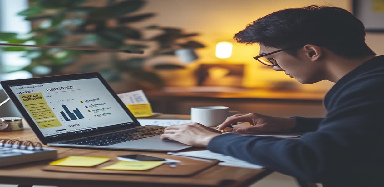 ChatGPT로 재테크 블로그를 운영 중인 남성의 실사 이미지