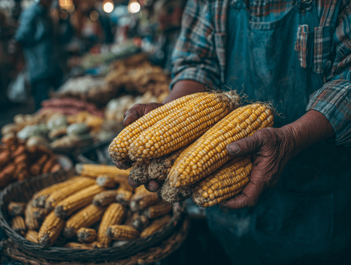 사람이-옥수수를-들고있는-이미지