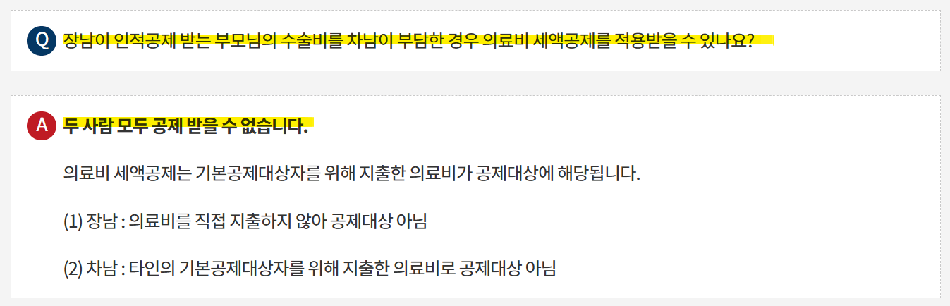 가족 구성원의 의료비 몰아주기