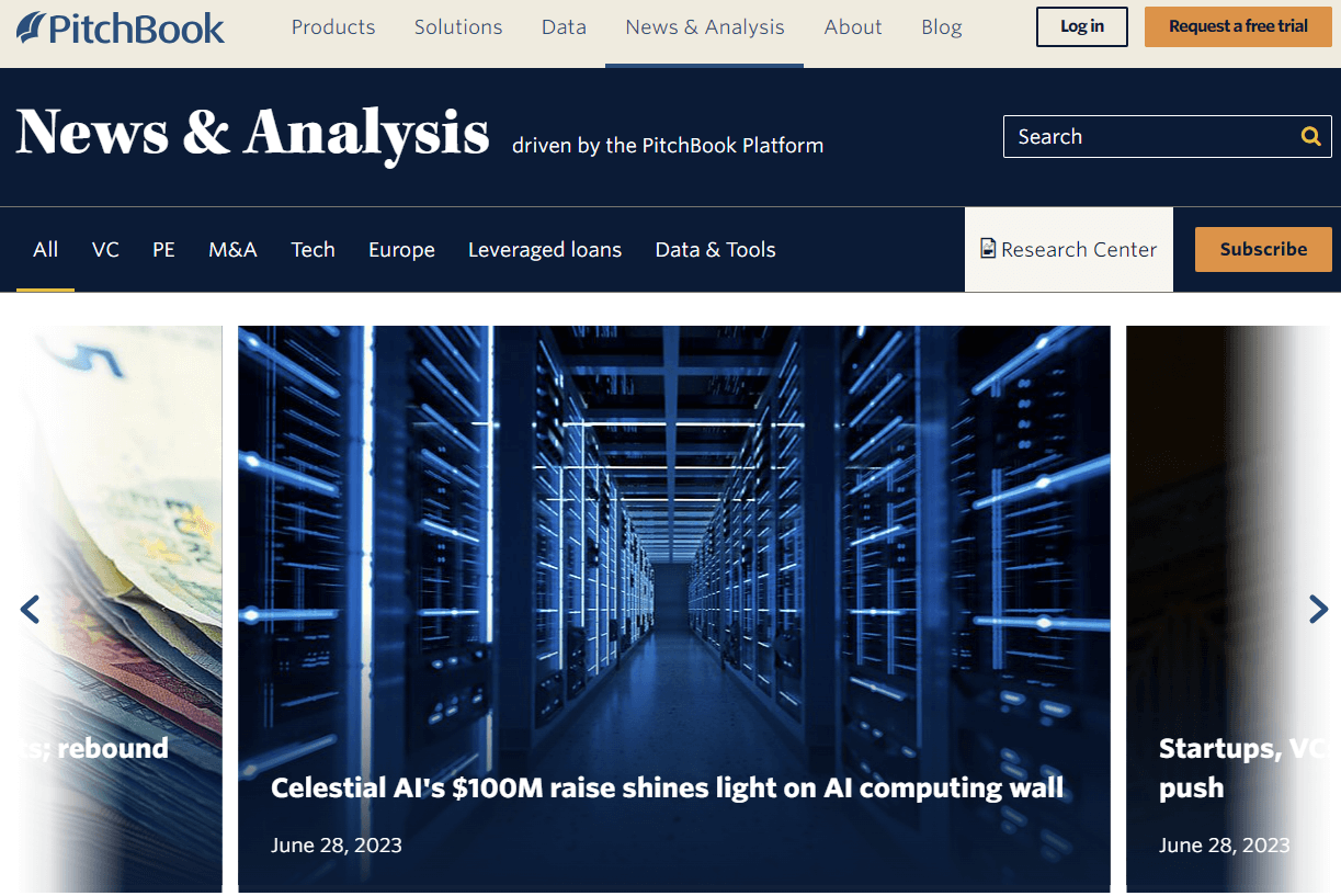 PitchBook 홈페이지-이미지