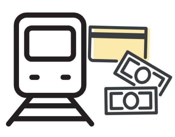 지하철과 돈을 상징하는 일러스트