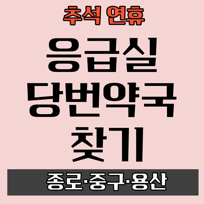 종로·중구·용산 응급실 안내｜추석 연휴 문 여는 병원·약국