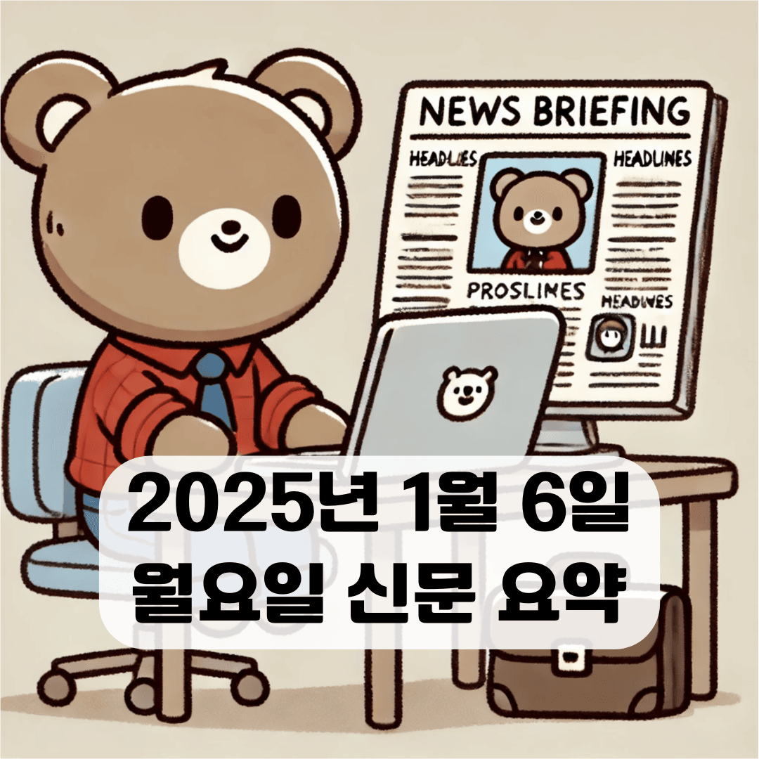 2025년 1월 6일 월요일 오늘의 주요 뉴스 및 이슈사항 정리
