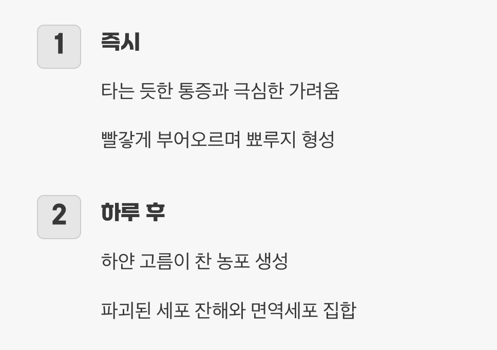불에 덴 듯한 통증, 그 후...