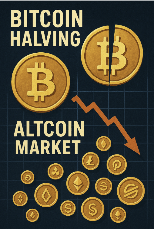 비트코인 반감기가 알트코인에 미치는 영향을 연상시키는 이미지