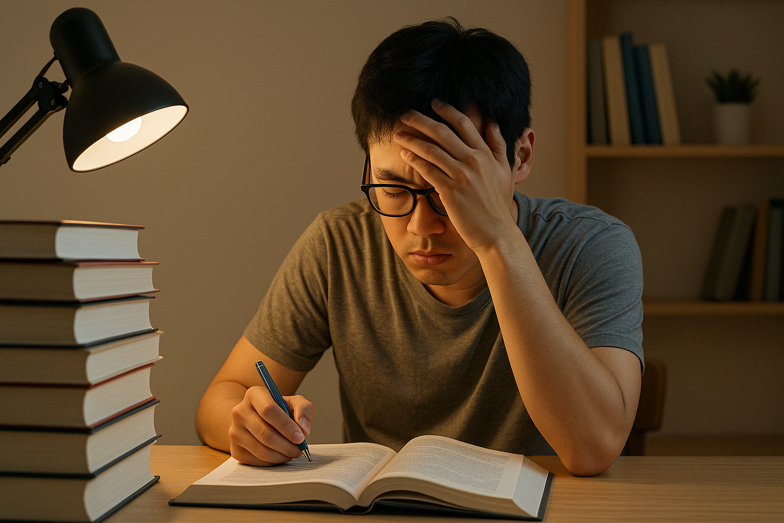공부하는-청년-피곤한-표정-책상-집중-야간