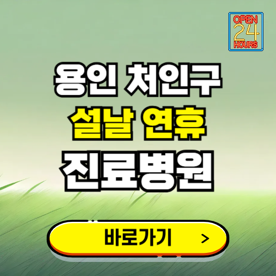 용인시 처인구 설날 연휴 진료병원 찾기 ❘ 24시 응급 야간 심야 문여는 병원