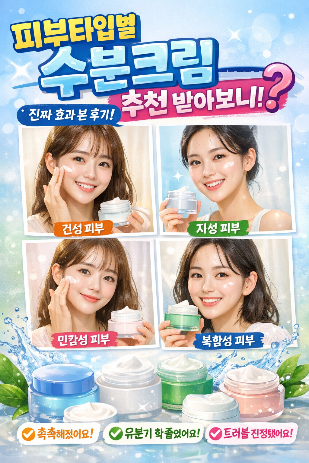 피부타입별 수분크림 추천 받아보니? 진짜 효과 본 후기!