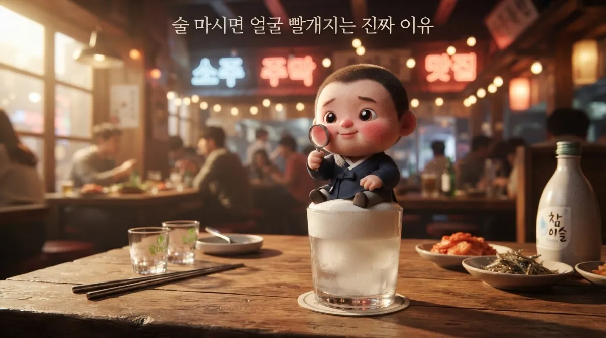 술 마신 후 얼굴이 붉어지는 아세트알데히드 분해 효소 결핍 반응 시각화