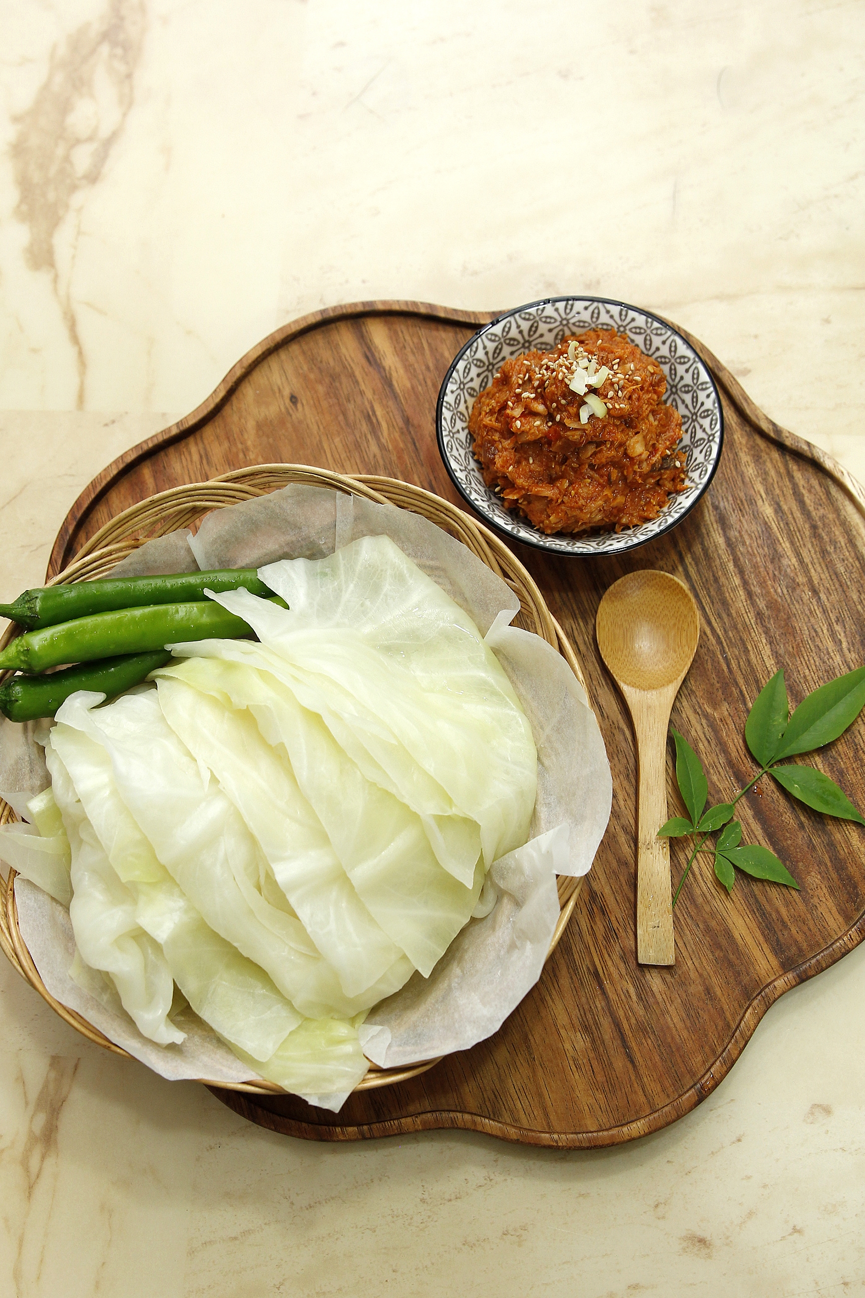 양배추찜과 참치쌈장