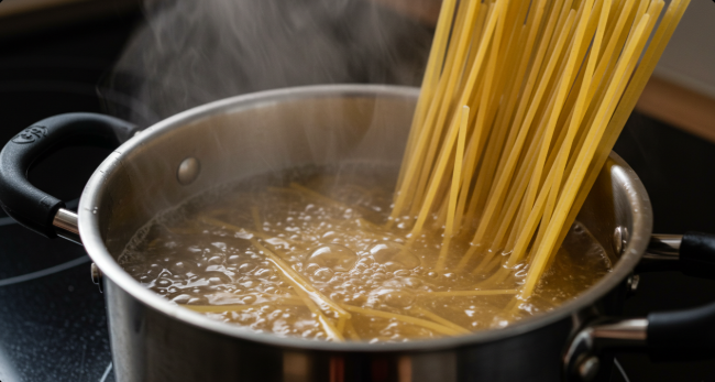 파스타 면 삶고 있는 이미지