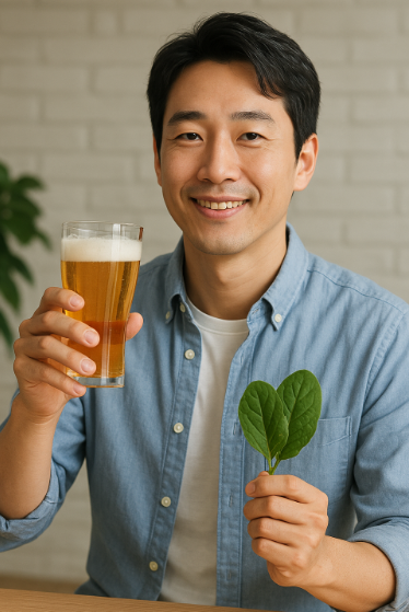 건강한 음주생활을 즐기는 30대 동양인 남성
