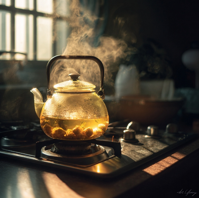 대추차 끓이는 모습