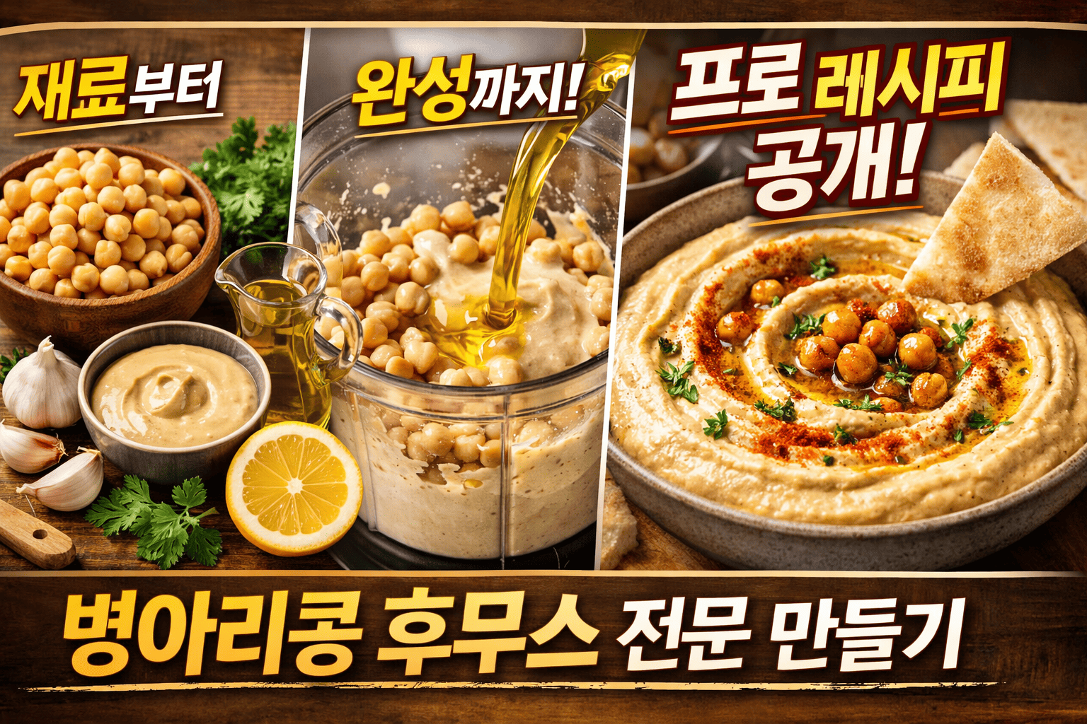 병아리콩 후무스 전문 레시피 (재료, 비율, 팁)