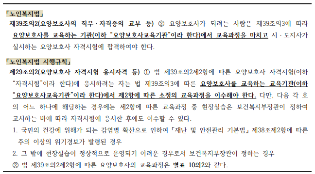 2023년도 요양보호사 응시자격