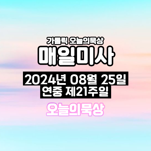 2024년 8월 25일 주일미사 연중 제21주일 오늘의 묵상