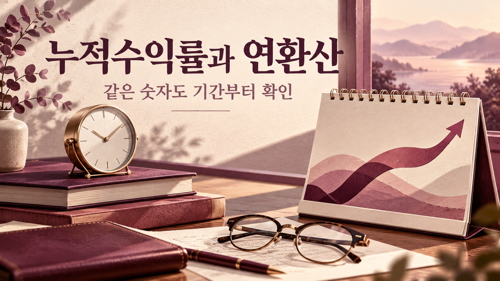 누적수익률과 연환산수익률의 비교 기간을 확인하는 시계와 달력 대표 이미지