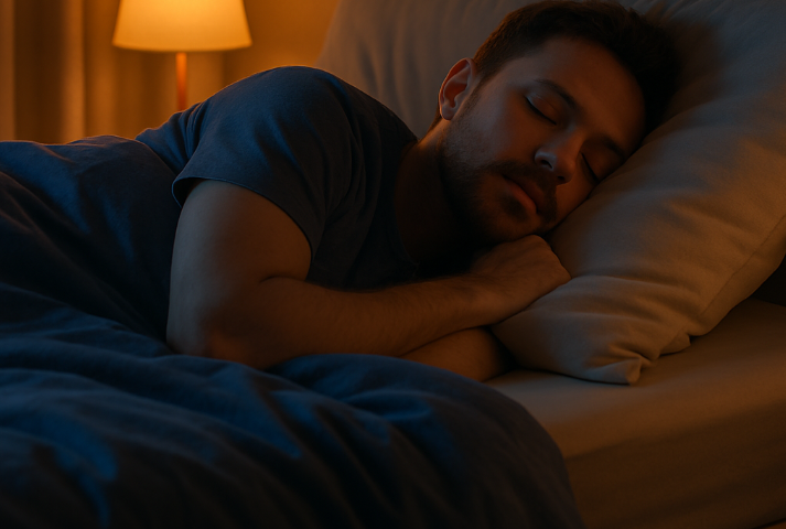 숙면을 하고있는 남성의 이미지