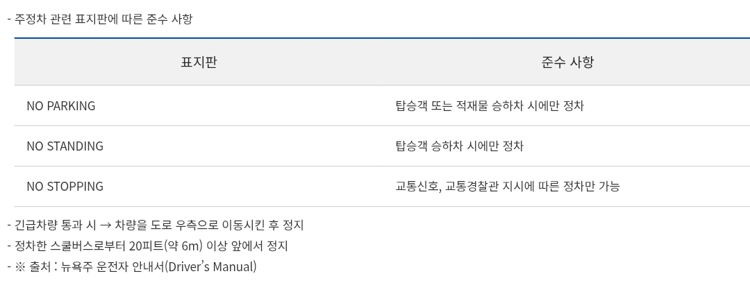 미국 뉴욕주 자동차 운전 시 유의사항