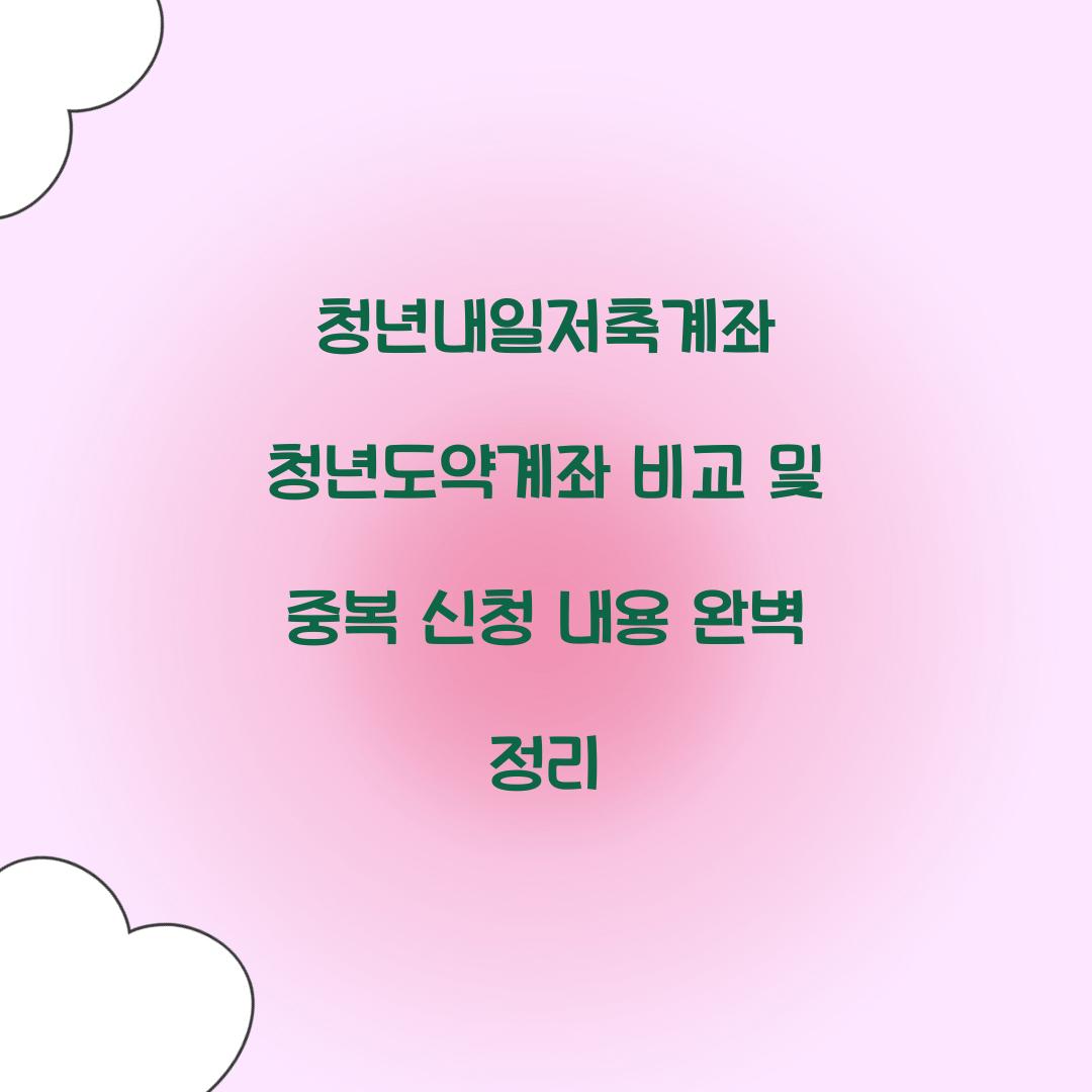 청년내일저축계좌 청년도약계좌 비교 및 중복 신청 내용