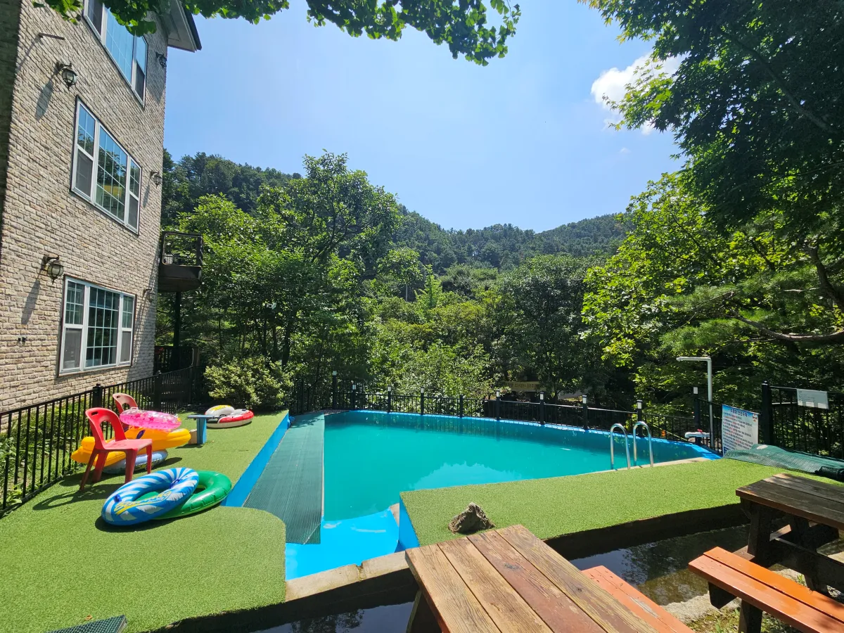 펜션-옆-수영장의-모습