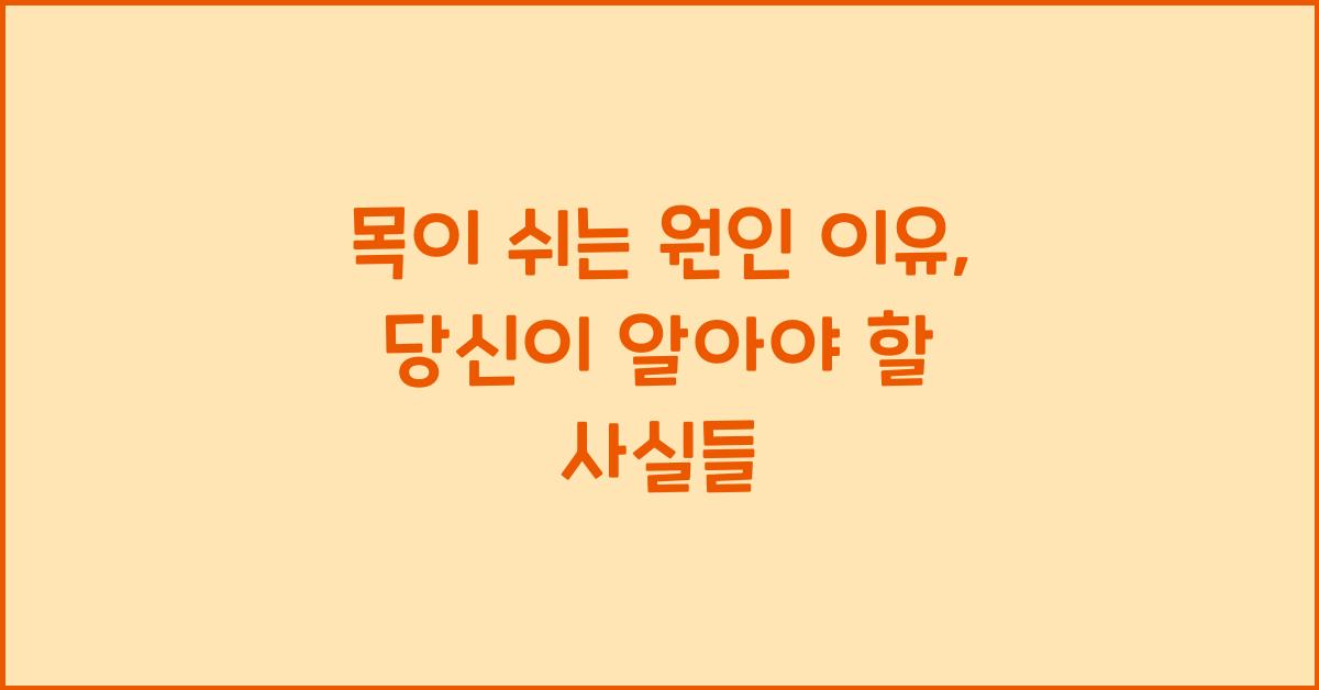 목이 쉬는 원인 이유