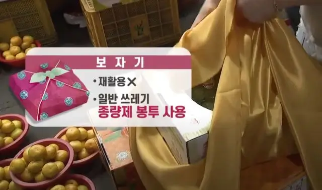명절 선물세트 및 보자기 처리 방법