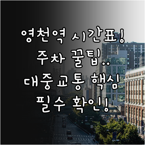 영천역 열차 운행 시간표와 공영주차장..
