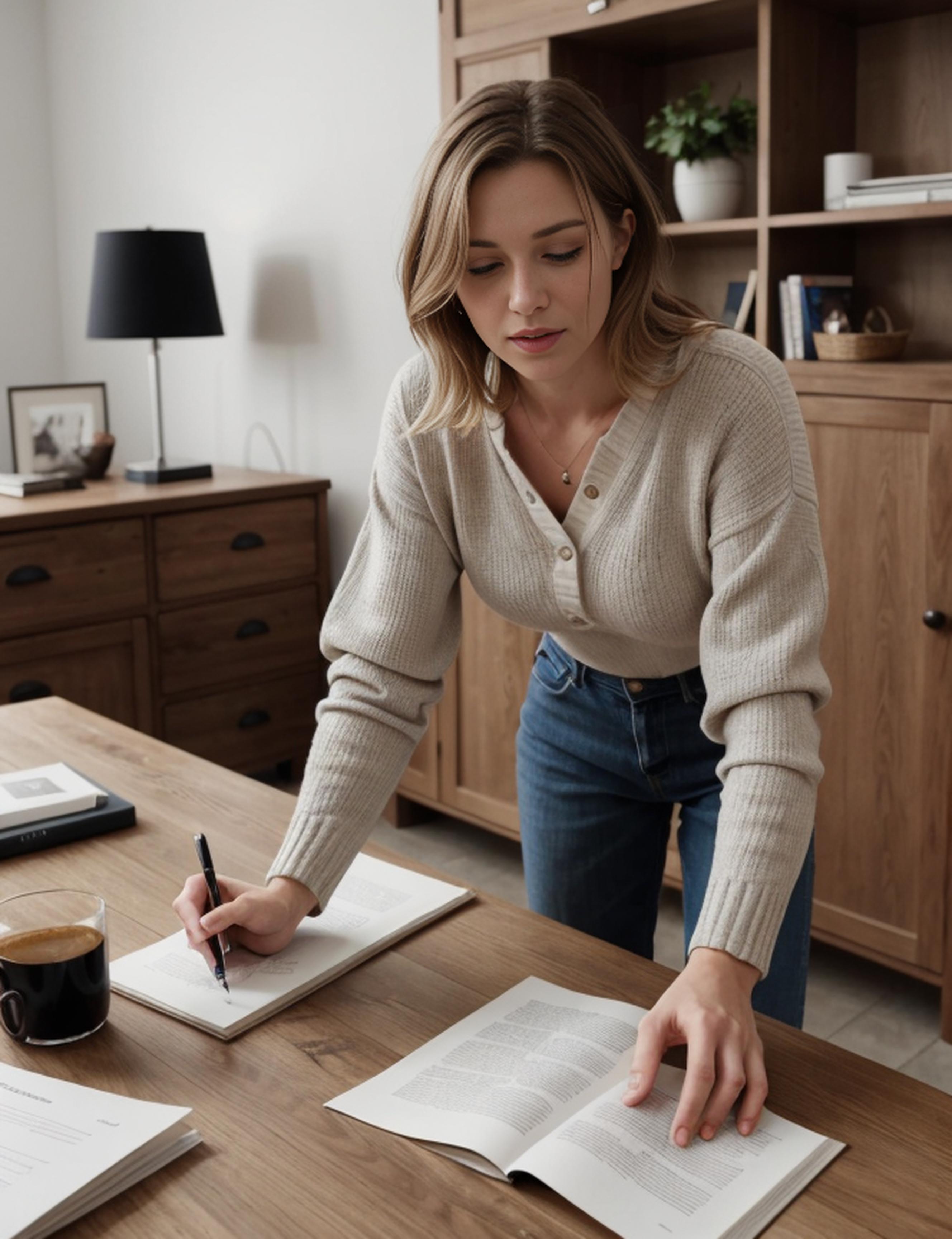 서류를 보며 비교하는 모습 이미지