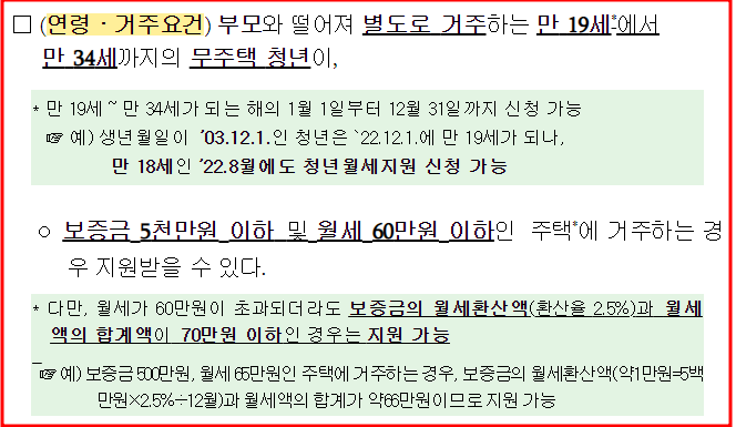 청년 월세 한시 특별지원 사업