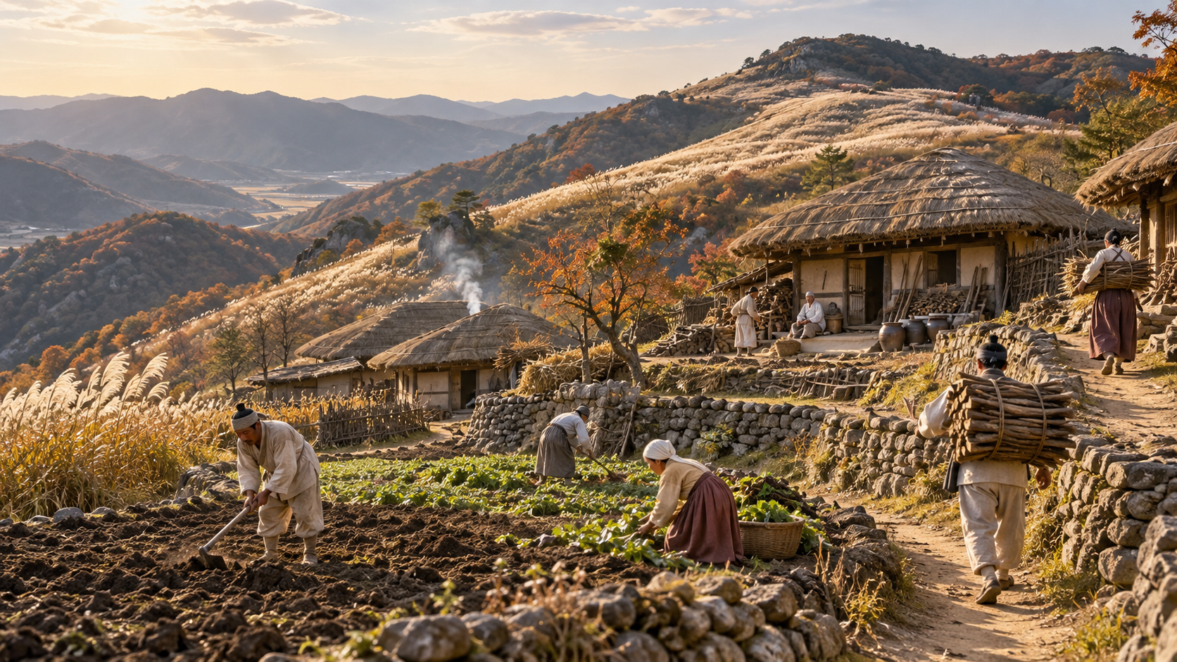 옛 산간마을과 화전생활 상상도