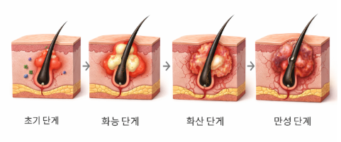 모낭염 진행 단계 이미지