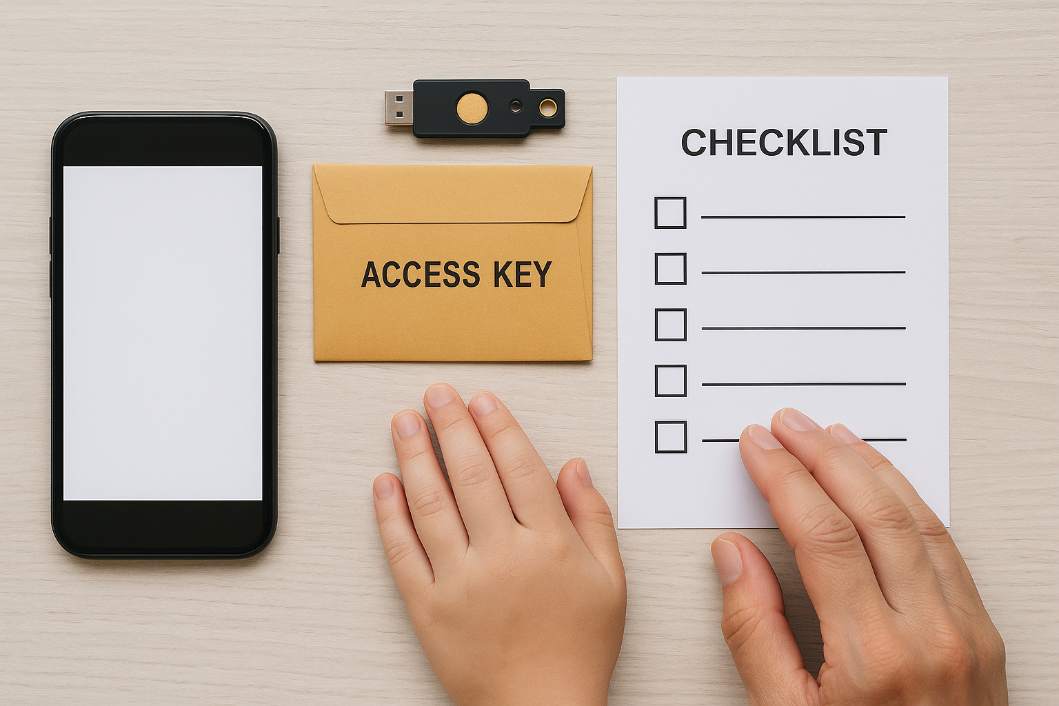 디지털 유산 준비 체크리스트&mdash;액세스 키 봉투&middot;보안키&middot;스마트폰과 가족의 손