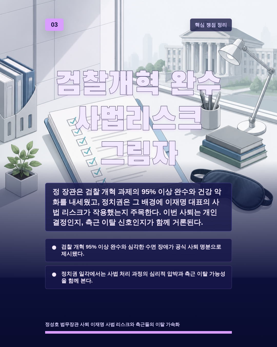 검찰개혁 완수 사법리스크 그림자