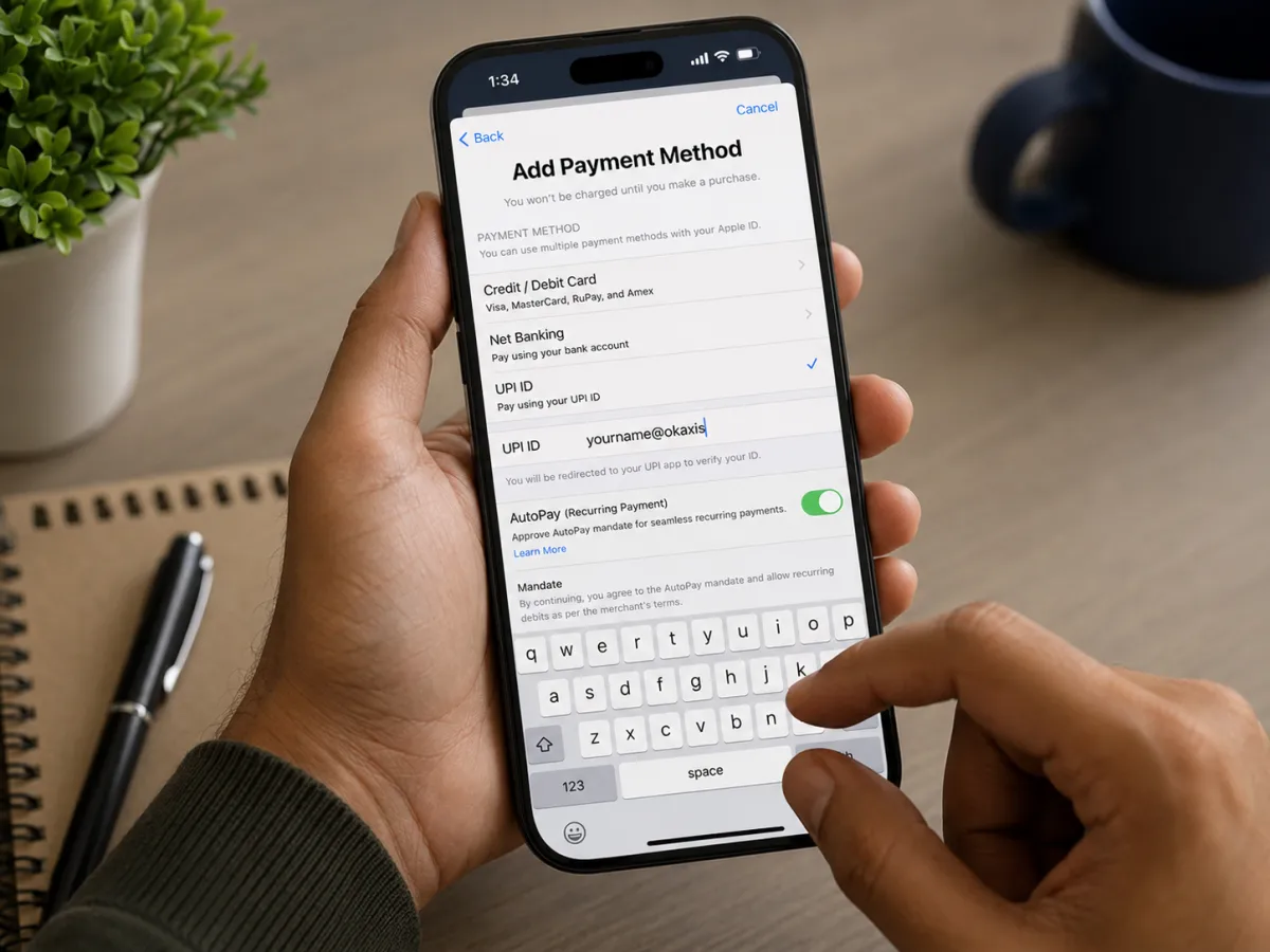 인도 Apple 결제수단 Net Banking UPI ID Apple Account 잔액 차이