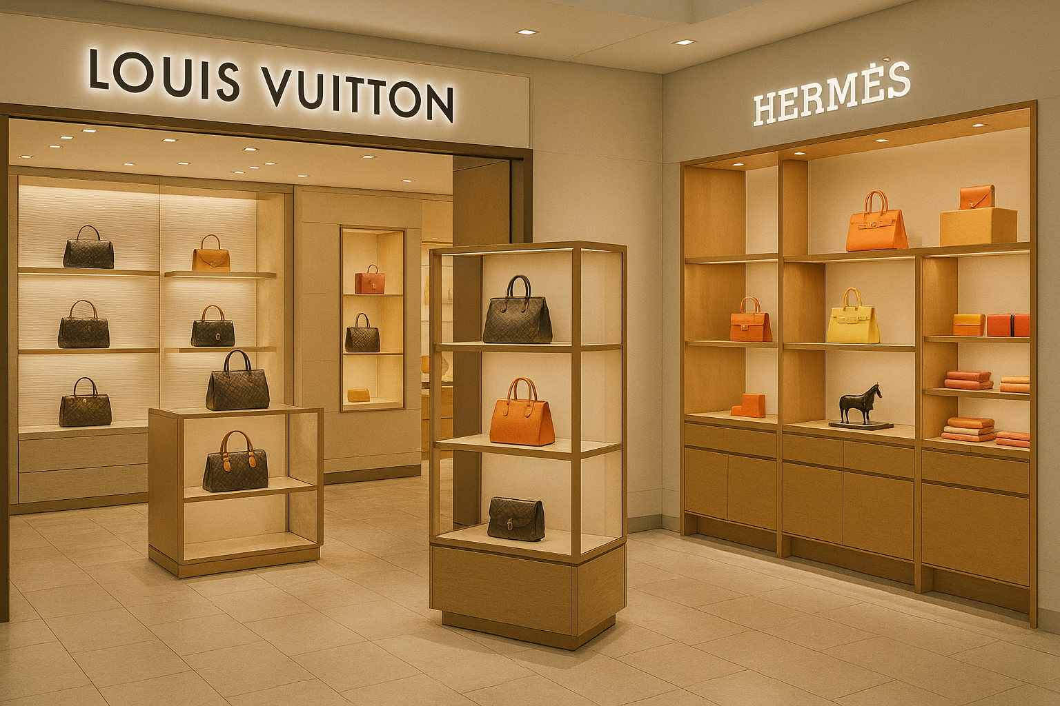 SFO 공항 면세점 명품 진열대 (LV, Hermes)