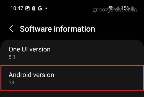 안드로이드 버전 확인 메뉴