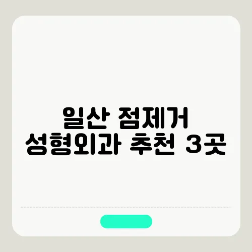 일산 점제거 성형외과 추천 3곳