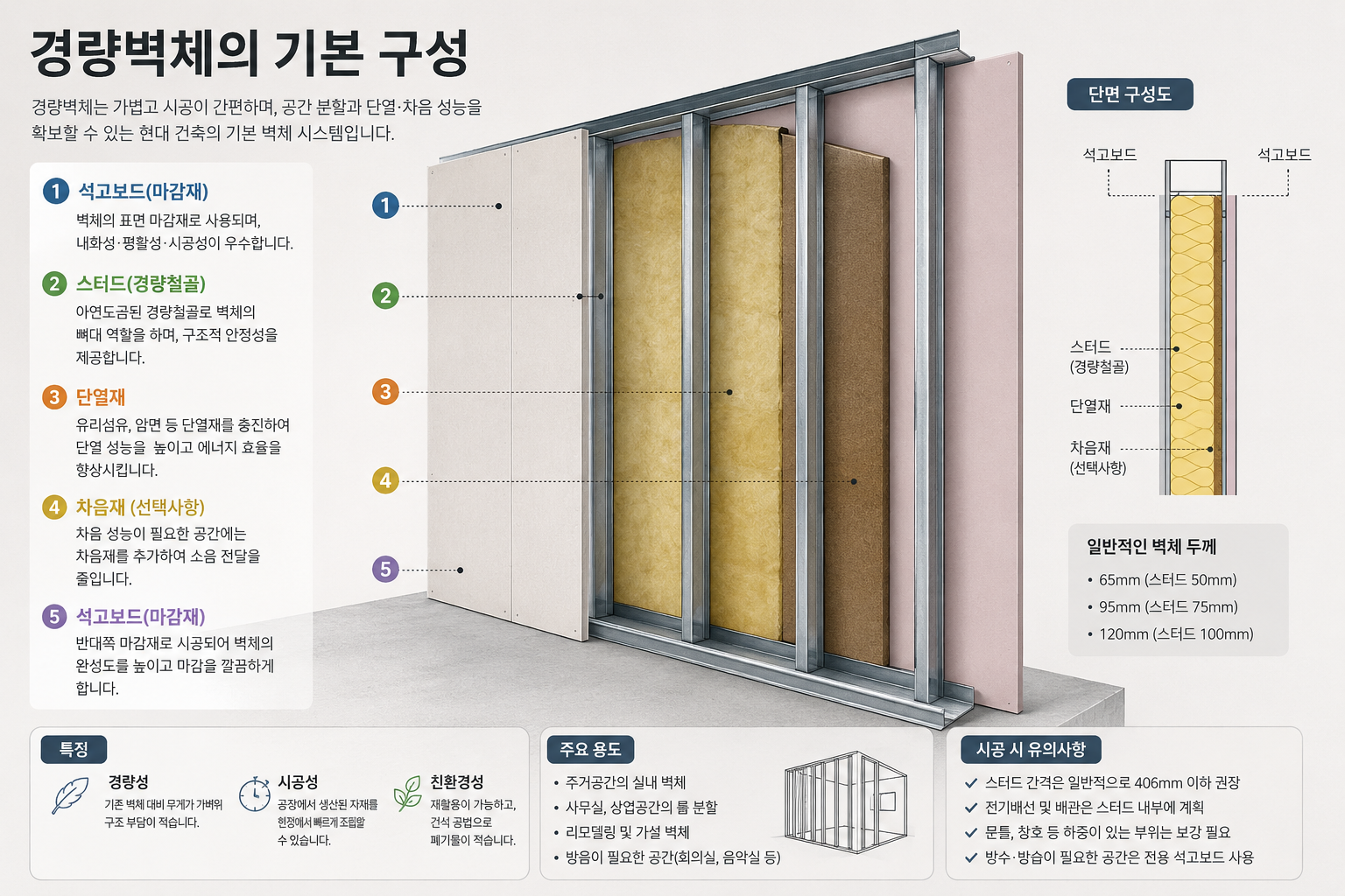경량벽체의 기본 구성
