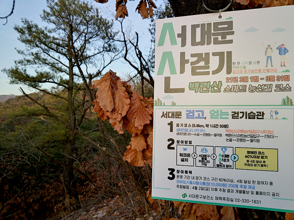 워크온앱-서대문 산따라 나혼자걷기챌린지 백련산스마트자락길