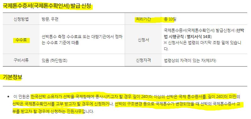 국제톤수증서 발급신청 개요