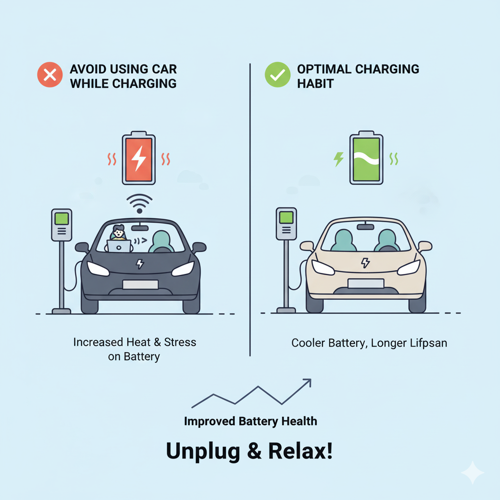 "전기차 충전 시 사용을 피해야 하는 이유와 올바른 충전 습관을 비교한 인포그래픽"