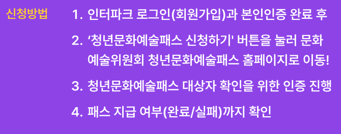 청년 문화예술패스 신청방법