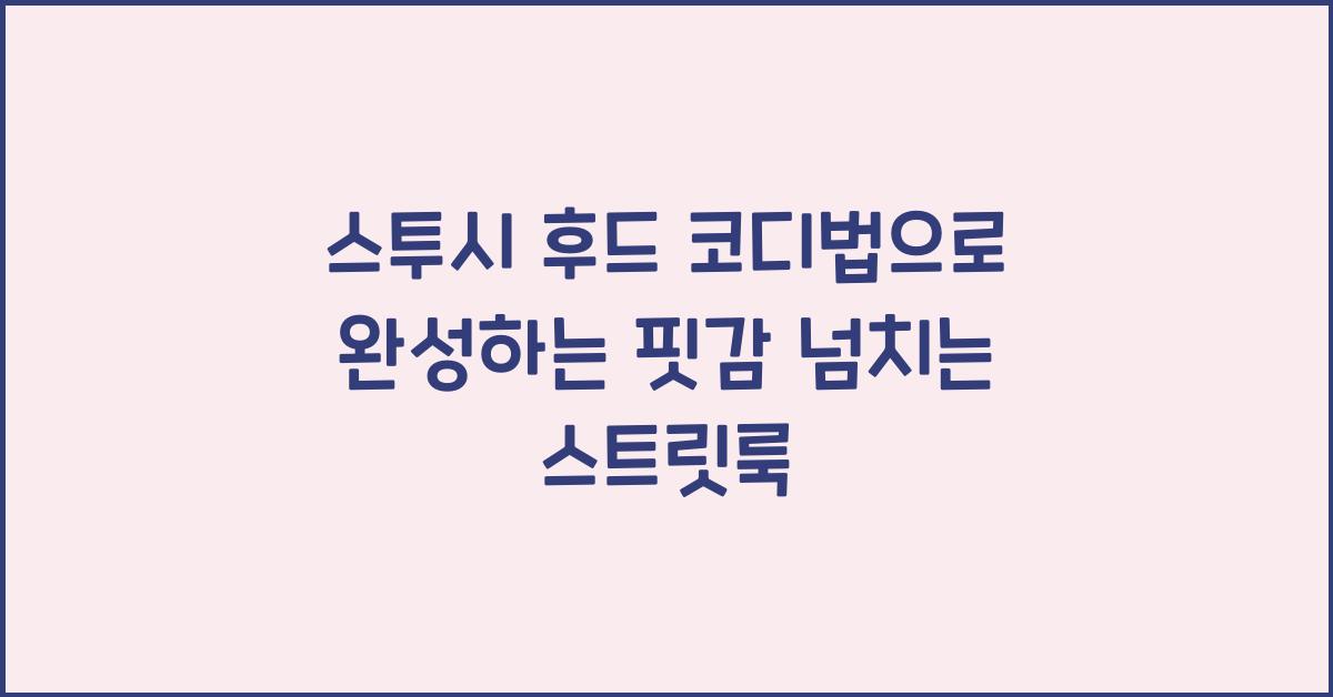 스투시 후드 코디법